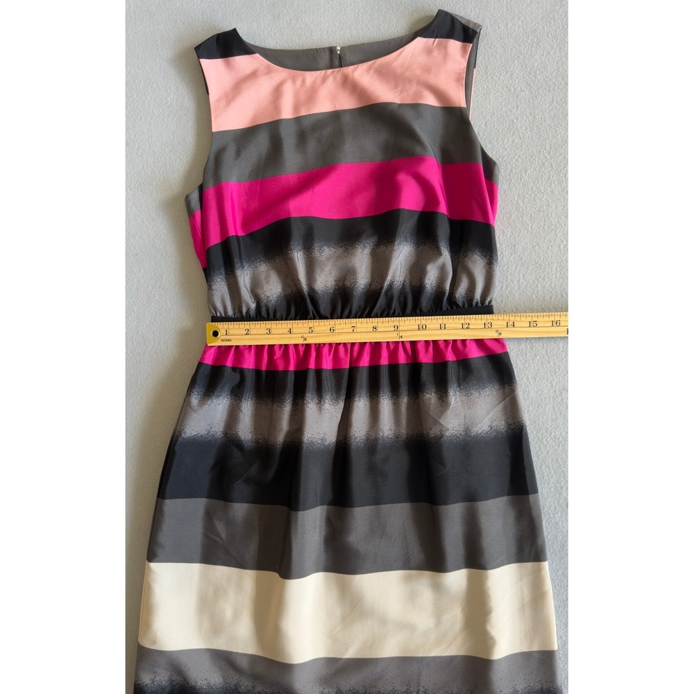 LOFT Petites Pink Grey Striped Sleeveless Fit and Flare Dress Size Small Petite - Picture 11 of 12
